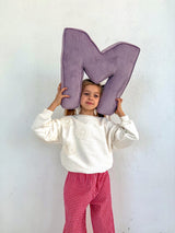 Betty's Home Lavender Corduroy Alphabet Cushion