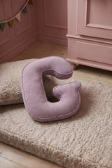 Betty's Home Lavender Corduroy Alphabet Cushion