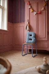Betty's Home Blue Corduroy Alphabet Cushion