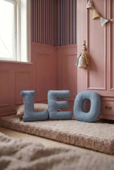 Betty's Home Blue Corduroy Alphabet Cushion