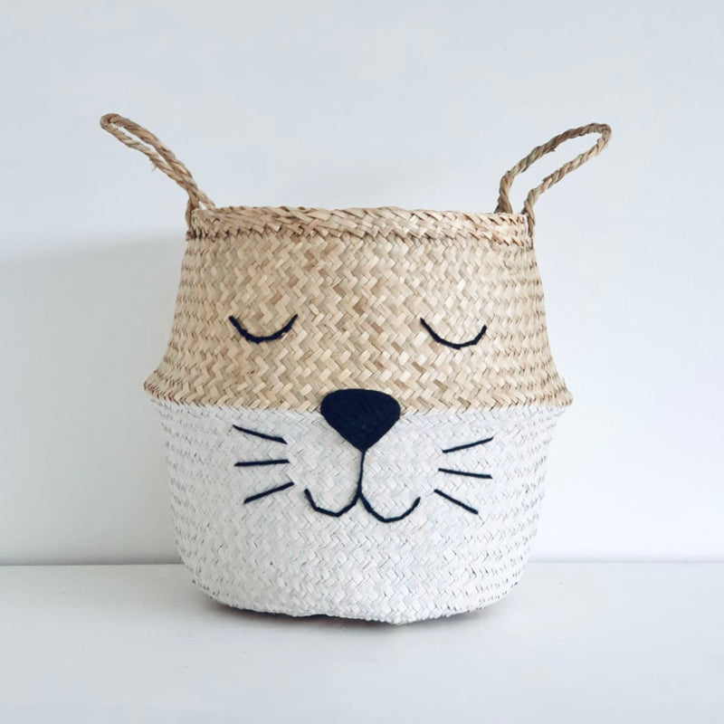 White Bottom Whiskers Basket - Large