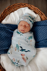 Whale | Snuggle Swaddle & Beanie Set