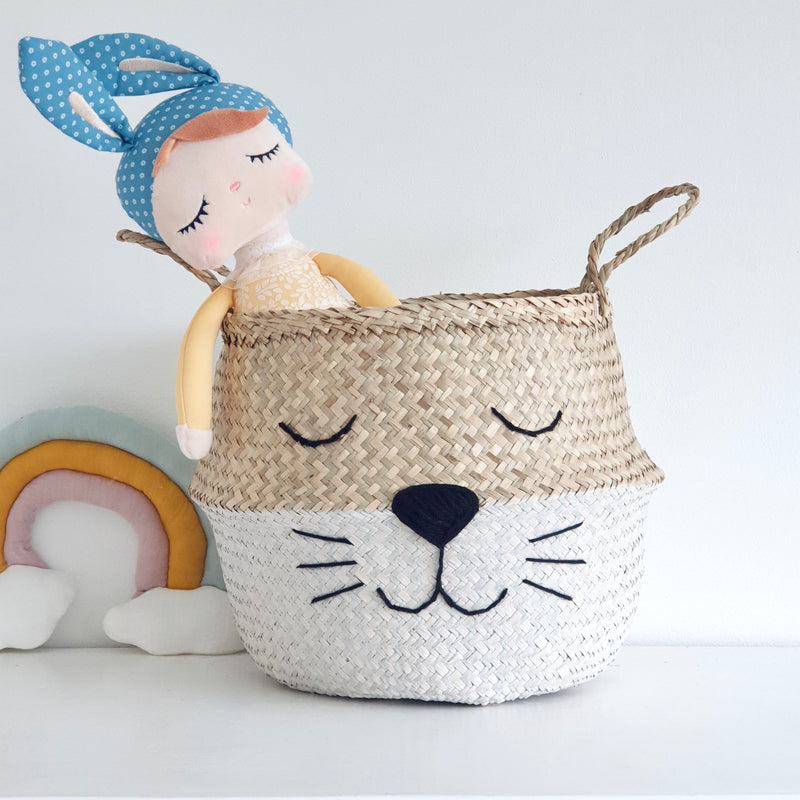 White Bottom Whiskers Basket - Large