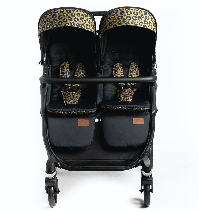 Roma Gemini Double Pram Khaki Leopard Mimibear