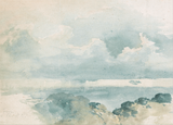 Watercolor Blue & Grey Cloud Wallpaper