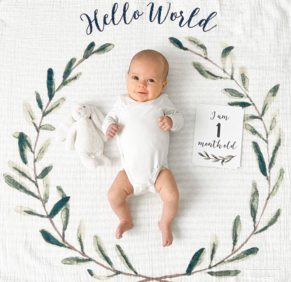 Baby's First Year Blanket & Card Set - Hello World