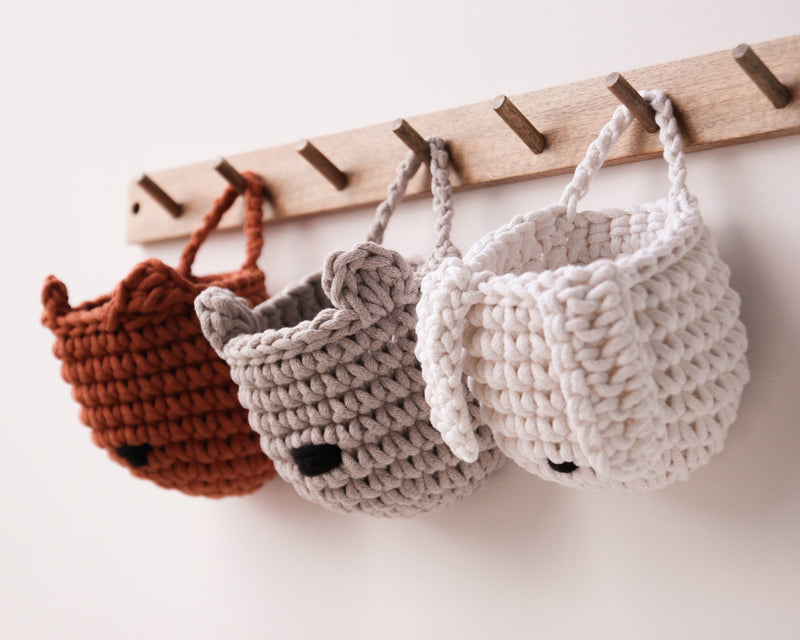 Crochet Bunny Basket | LIGHT GREY
