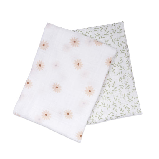 Lulujo Cotton Muslin Blankets | Daisies & Greenery