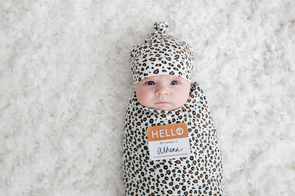 Lulujo - Bamboo Hat and Swaddle Blanket - Leopard