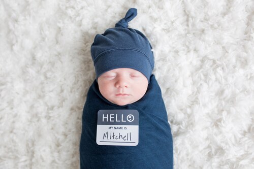 Lulujo - Bamboo Hat and Swaddle Blanket - Navy