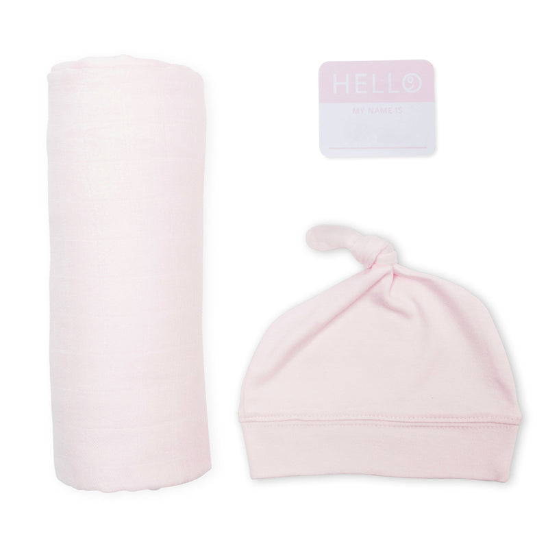 Lulujo - Bamboo Hat and Swaddle Blanket - Pink