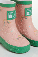 Grass & Air - Pink Rainbow - Colour Changing Kids Wellies