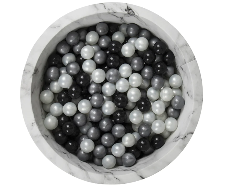 Larisa & Pumpkin - Marble Ball Pit - Silver, Pearl and Black Balls