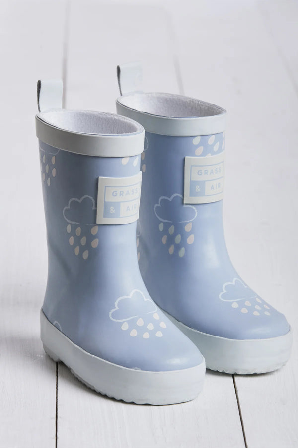Grass & Air - Baby Blue - Colour Changing Kids Wellies