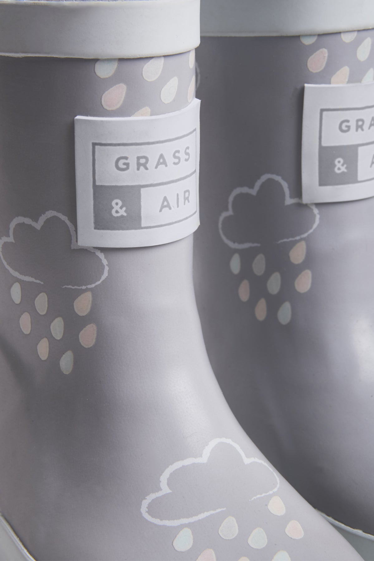 Grass & Air Grey Colour Changing Kids Wellies Mimibear