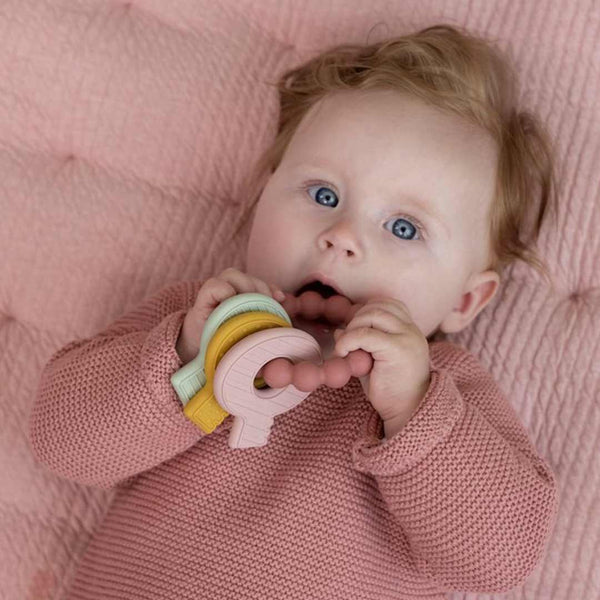 Little Dutch - Silicone Teething Toy Keychain - Pink