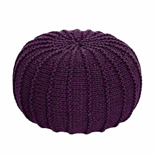 Knitted Pouffe, Small | AUBERGINE
