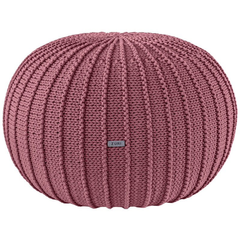 Knitted Pouffe, Large | OLD ROSE