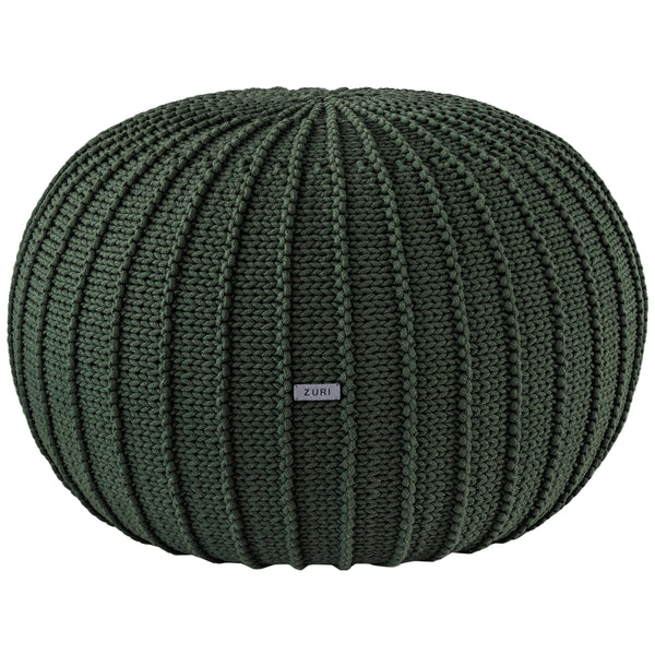 Knitted Pouffe, Large | OLIVE GREEN