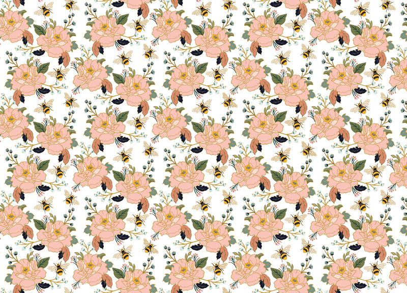 Flower & Honey Bee Wallpaper